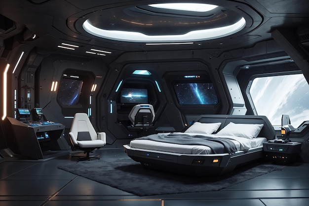 ステルス宇宙船のバンカー 銀河間スパイのための未来的な寝室を作る