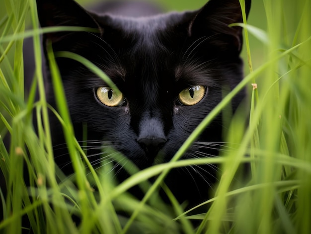 stealthy cat stalking with its eyes fixed on prey