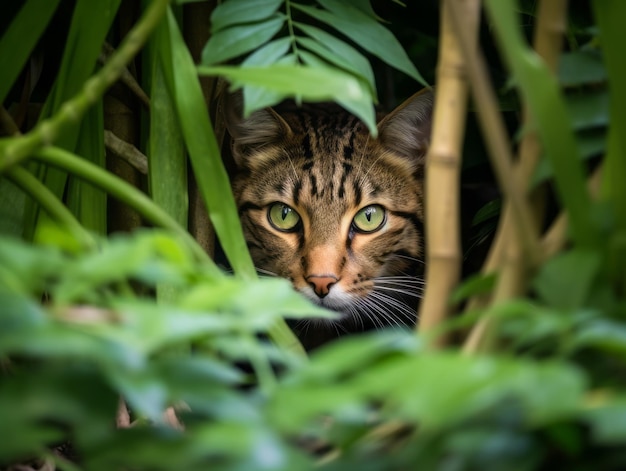 目を獲物に固定して忍び寄る猫