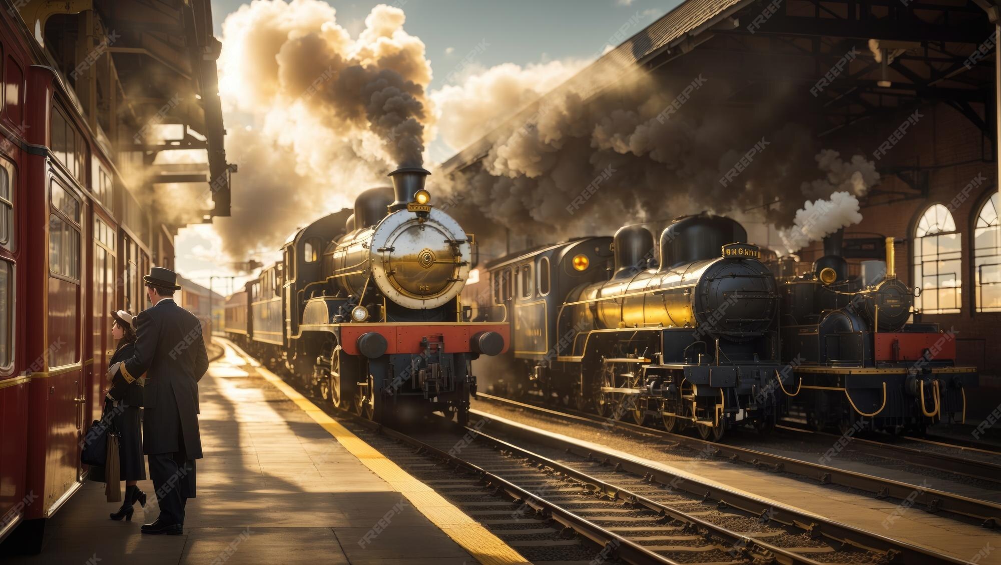 Premium AI Image Steam Dreams A Nostalgic Arrival at the Historic Station