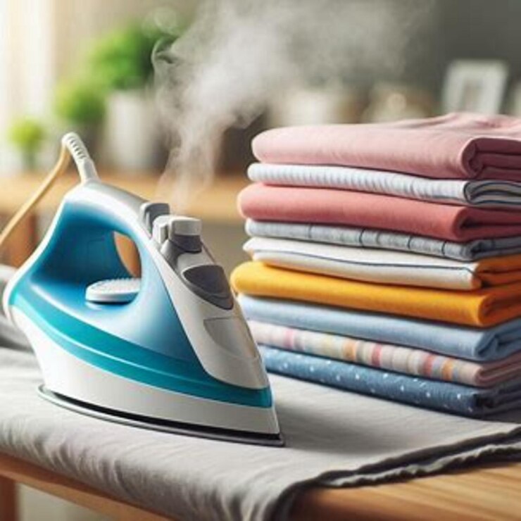 Steam electric iron with clothes