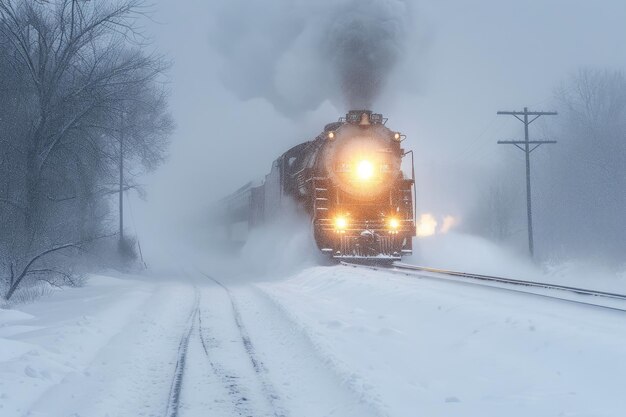 Steam Engines Battling Deep Snow