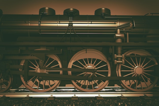 Foto steam locomotive closeup 3d render illustratie