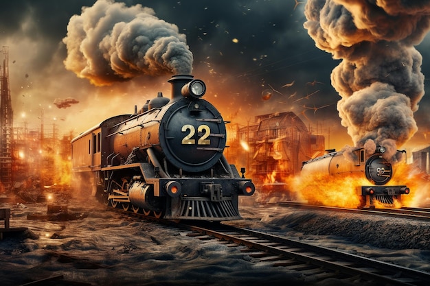 Photo steam locomotive escapes from war zone