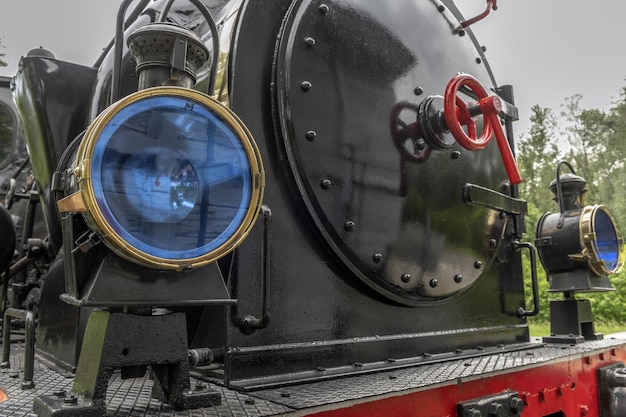 Steam locomotive of Rhine Tourist Railway in spring