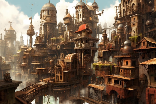 A steam punk inspired city