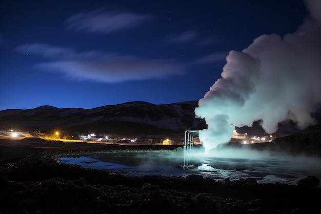 Steam Rising from a Geothermal Source at Natural Springs