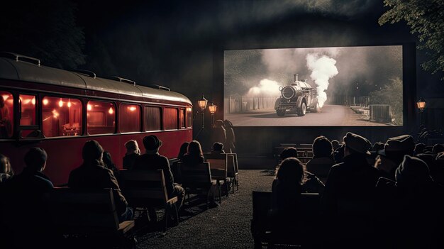 Foto ambientazione del cinema del treno a vapore