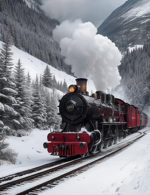 Foto treno a vapore in montagna