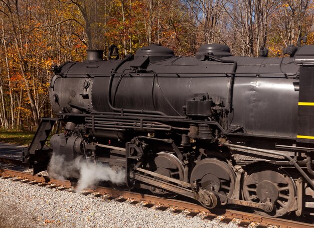 鉄道に沿った蒸気機関車の動力