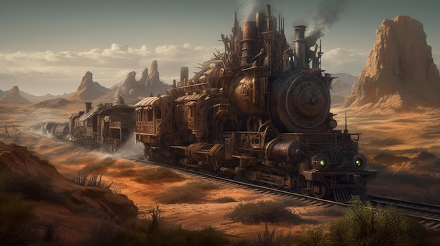 A steam train that is on a track