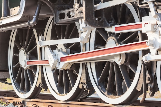 蒸気機関車、車輪。