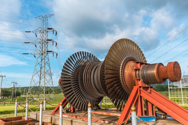 Steam turbine metal blade use in power station display at Mae Moh Power Plant Lampang Thailand