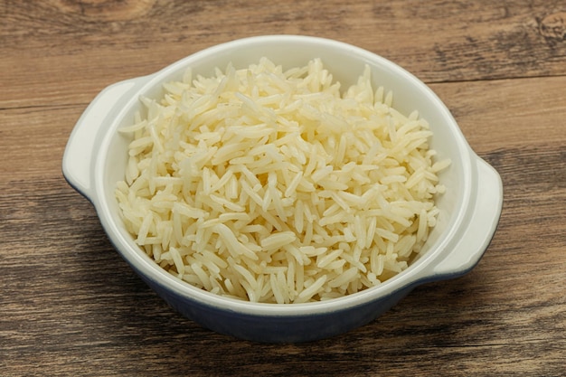 Steamed basmati rice in the bowl