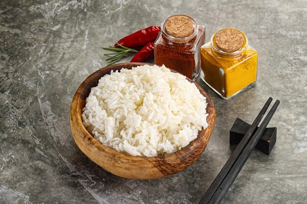 Steamed Basmati rice in the bowl