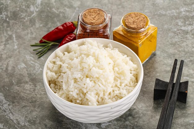 Steamed Basmati rice in the bowl