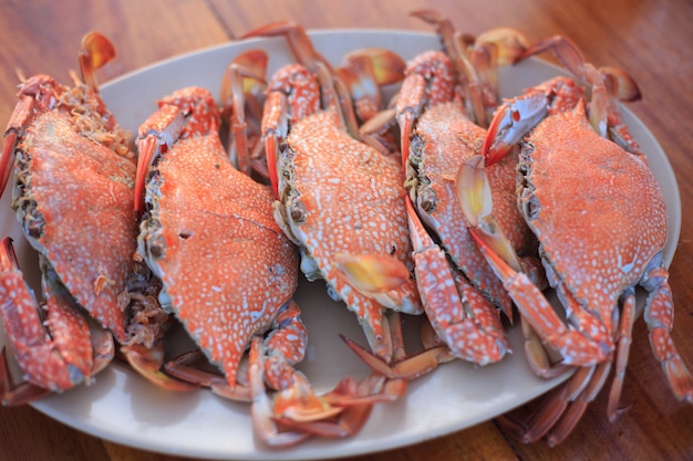 Steamed blue swimming crab dish.