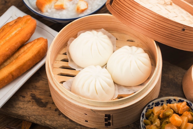 Steamed Chinese pork stuffed buns