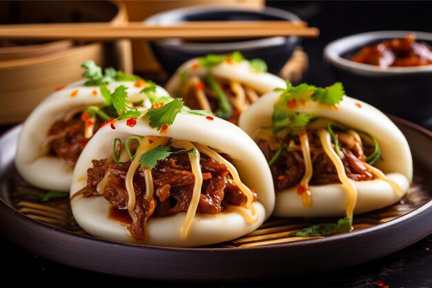 Steamed chinese pork stuffed buns