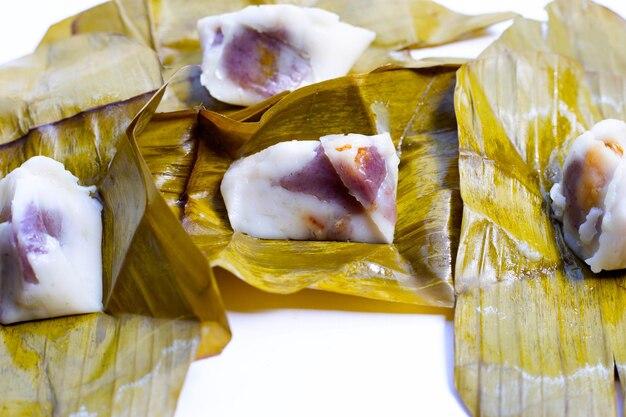 Steamed coconut custard with sweet coconut filling