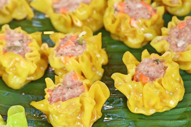 steamed dumplings at street food