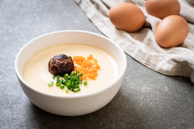 steamed egg with vegetable, mushroom and carrot