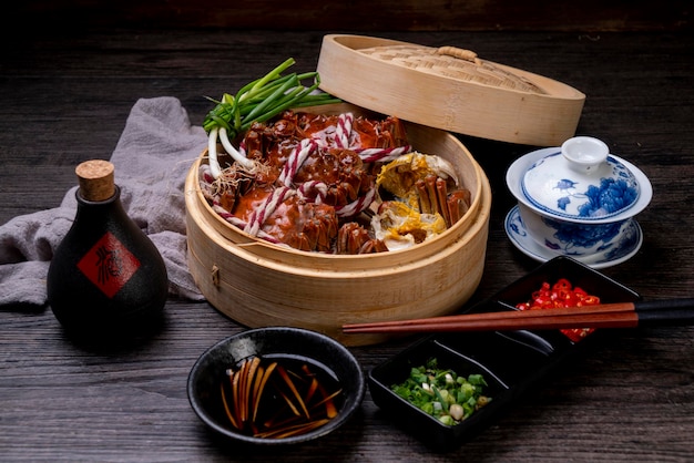蒸し蟹の伝統的な中華料理