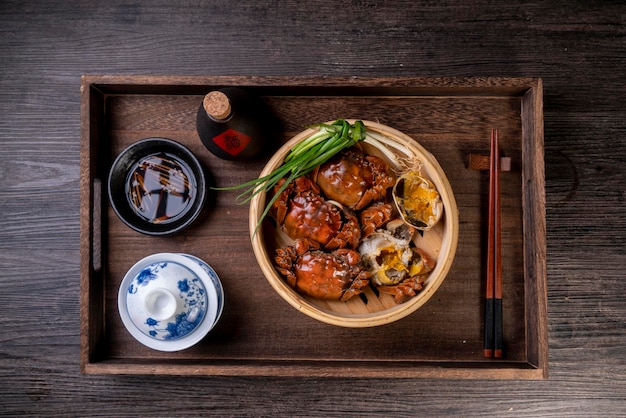 Steamed hairy crab a traditional Chinese cuisine