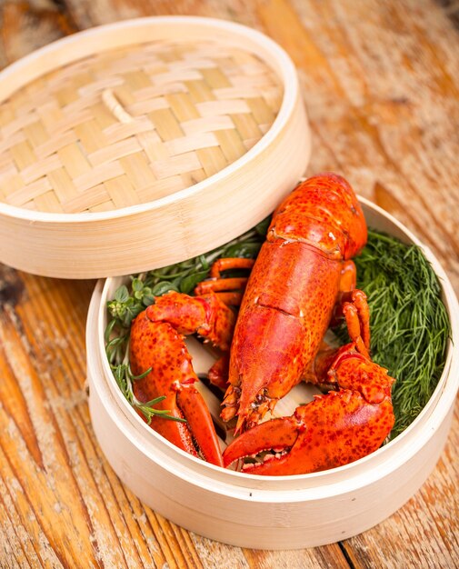 Steamed lobster