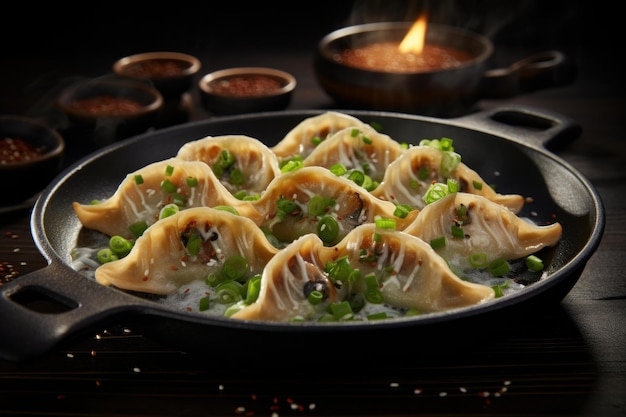 Photo steamed plate dumplings generate ai