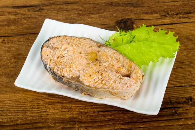 Steamed salmon