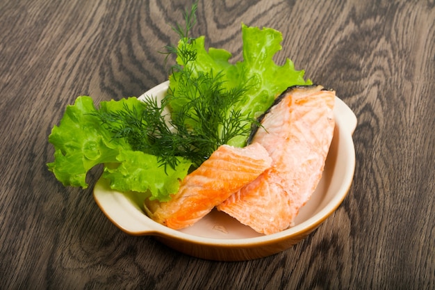 Steamed salmon