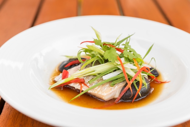 Steamed sea bass fillet