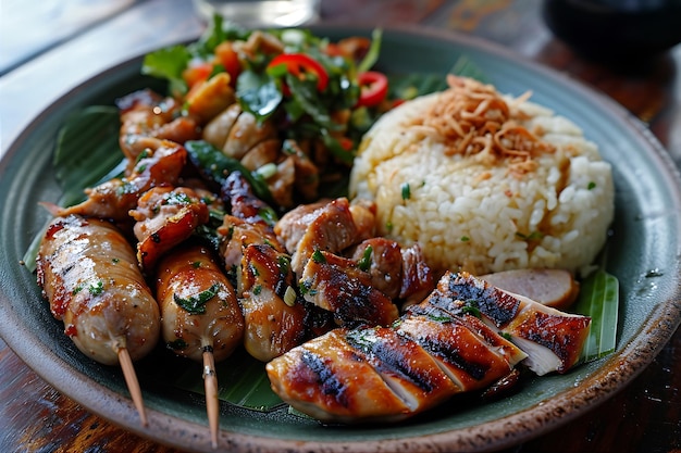 Steamed Thai Food with Grilled Chicken