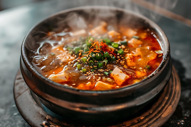 Steaming Bowl of Korean Hot and Spicy Soup