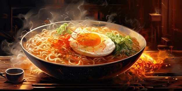 Steaming Bowl of Ramen Comfort in a Bowl Moody and Steamy Japanese Noodle Art