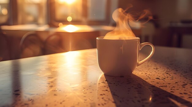 Steaming coffee cup emits inviting aroma Ai Generated