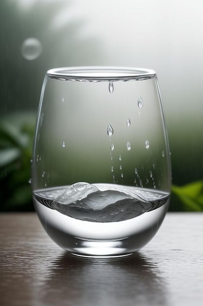 Steaming coffee cup on a rainy day window background