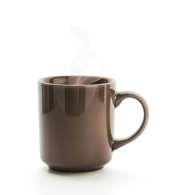 Photo a steaming coffee mug isolated on a pure white background