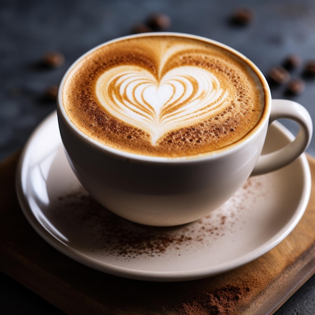 Steaming Cup of Cappuccino with Heartshaped Foam AI Generated