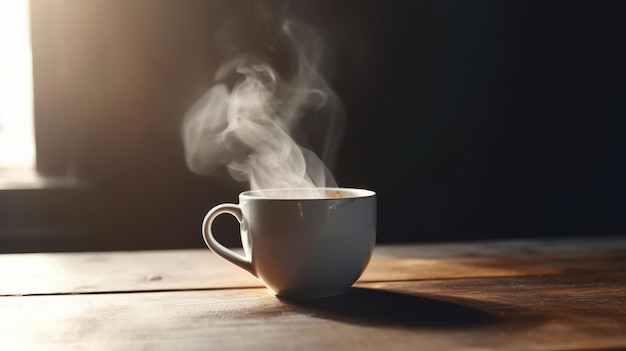 Steaming cup of coffee Illustration AI Generative