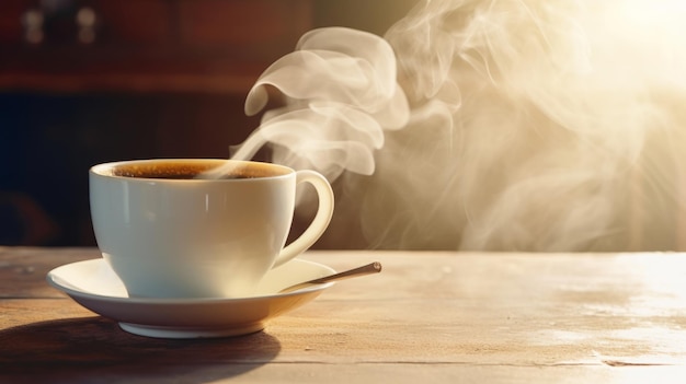 Steaming cup of coffee Illustration AI Generative