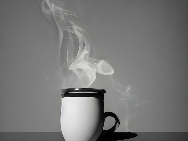 Steaming cup of coffee on a table_ai_generated