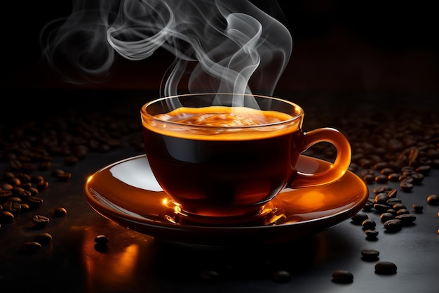 A steaming cup of hot coffee Generative Ai