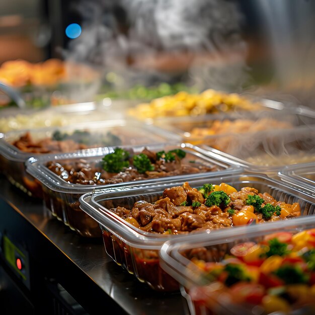 Steaming Hot Prepared Meals in Takeout Containers