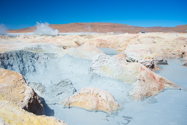 Steaming hot wer ponds on the Andes, Bolivia