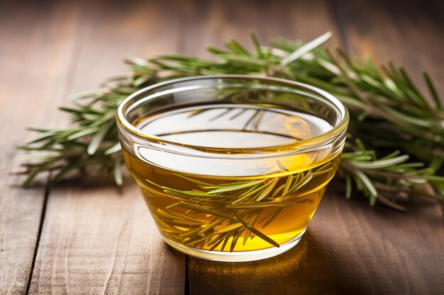 Photo steaming rosemary tea with leaves