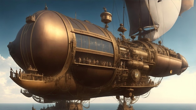 A steampunk airship