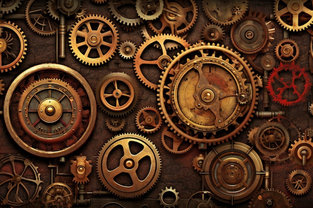 Steampunk background with gears and cogwheels