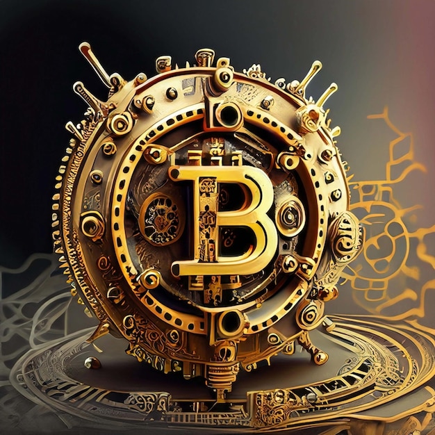 Steampunk bitcoin Crypto Coins Money finance profits Gold Banking